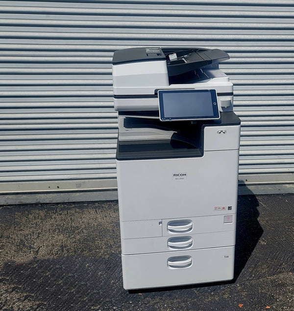 Used Ricoh IM C3000 low-meter color copier, front view – Copier Liquidation Center
